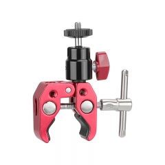 CAMVATE Universal Super Clamp Crab Pliers Clip (Red) With Adjustable 1/4" Ball Head Support Mount For DSLR Camera Studio