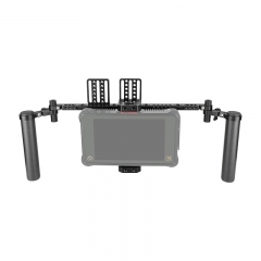 CAMVATE 7" Monitor Cage Rig Adjustable Bracket With Dual Carbon Fiber Handgrip & Back Plate Mount For SmallHD 700 Series