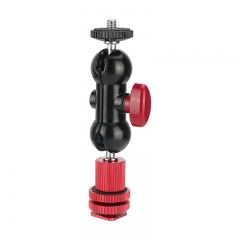 CAMVATE 360°Swivel Ball Head Holder With 1/4"-20 Screw Mount + Camera Hot Shoe Mount (Red) For DSLR Camera Monitor