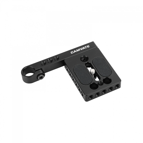 CAMVATE Universal Camera Baseplate With 1/4"-20 Thread Screw And 15mm Single Rod Holder Aluminum Cross Bar (106mm Long)