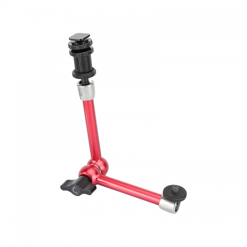 CAMVATE Universal 11" Articulating Magic Arm Stainless Steel Made With Shoe Mount (Red) For DSLR Camera Monitor / Flashlight