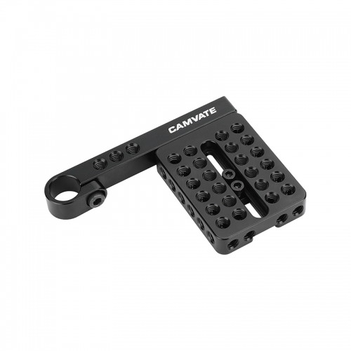 CAMVATE Universal Camera Top Plate With Sliding Shoe Adapter + 15mm Single Rod Holder Aluminum Cross Bar (106mm Long)