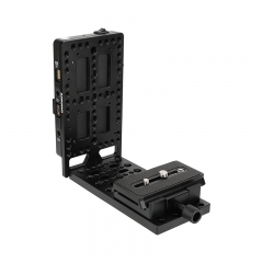 CAMVATE L-Shaped Bracket with V-Mount Power Adapter and Manfrotto-Type QR Plate