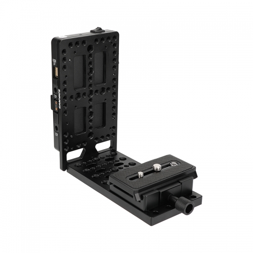 CAMVATE L-Shaped Bracket with V-Mount Power Adapter and Manfrotto-Type QR Plate