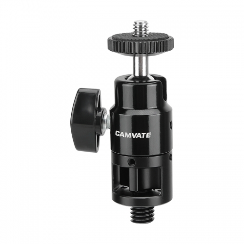 CAMVATE Mini Ball Head Support Holder with 1/4"-20 Stud & 3/8"-16 Thumbscrew Mount
