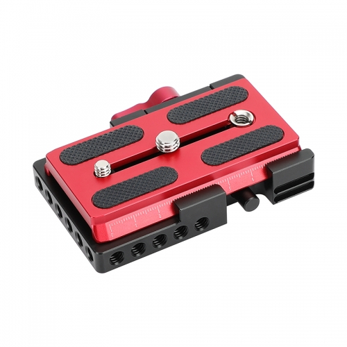 CAMVATE Manfrotto-Type Slide-in Quick Release Plate with Clamp Base (Red)