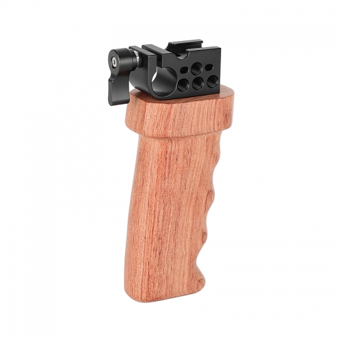 CAMVATE Wooden Handgrip with 15mm Rod Adapter and Shoe Mount