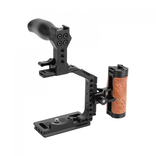 CAMVATE Half Camera Cage with QR Wooden Handgrip and Top Handle