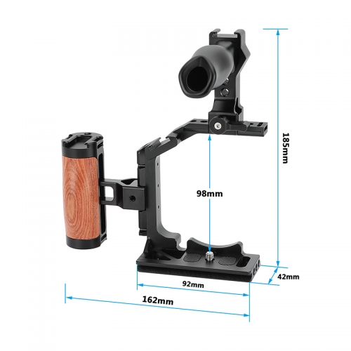 CAMVATE Half Camera Cage with QR Wooden Handgrip and Top Handle