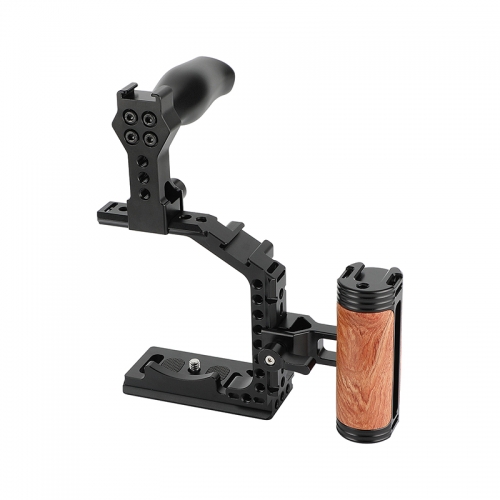 CAMVATE Half Camera Cage with QR Wooden Handgrip and Top Handle