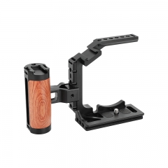 CAMVATE Half Camera Cage with QR Wooden Handgrip for Sony Alpha 7IV A7M4