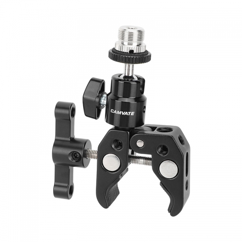 CAMVATE Super Clamp with 5/8"-27 Screw Ball Head Mount (Black T-handle)