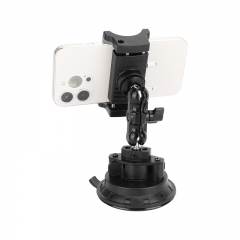 CAMVATE Suction Cup Mount with Mini Ball Head Extension Arm and Smartphone Clip