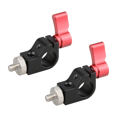 CAMVATE Single Rod Clamp for 15mm Rods (Red, 2-Piece)