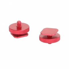 CAMVATE Cold Shoe to 1/4"-20 Male Post Adapter (Red, 2-Pack)