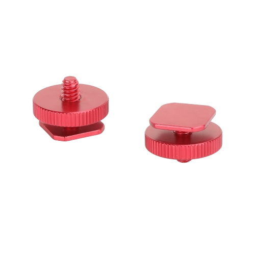 CAMVATE Cold Shoe to 1/4"-20 Male Post Adapter (Red, 2-Pack)