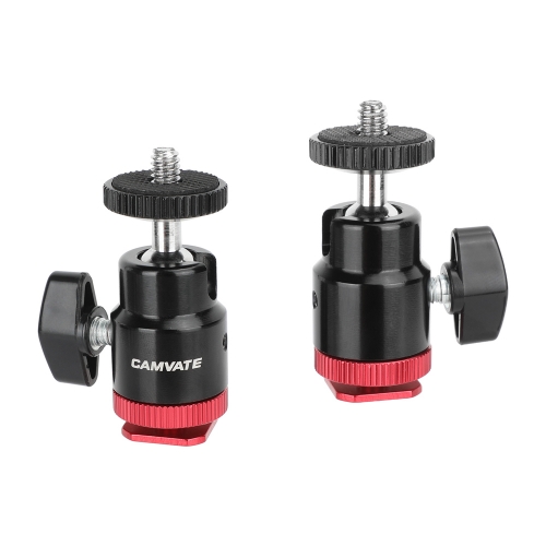 CAMVATE Camera Hot Shoe to 1/4"-20 Screw Ball Head Mount (2-Pack)