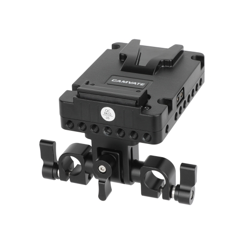 CAMVATE Micro V-Mount Battery Plate with 15mm LWS Rod Clamp (D-Tap Outputs)