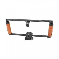 CAMVATE Adjustable Camera Cage with Manfrotto-Type Quick Release (Leather Grips)