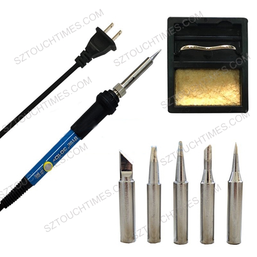 110V/220V 60W Temperature Adjustable Electrical Soldering Iron Kit With 5pcs Tips Soldering Iron Stand and Sponge