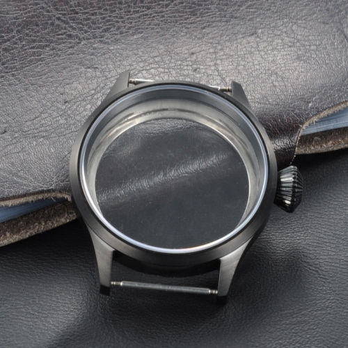 43mm black PVD Case Sapphire Glass Fit ETA UNITAS 6497/6498