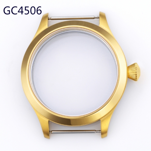 45mm Gold Case Sapphire Glass Fit ETA UNITAS 6497/6498 movement