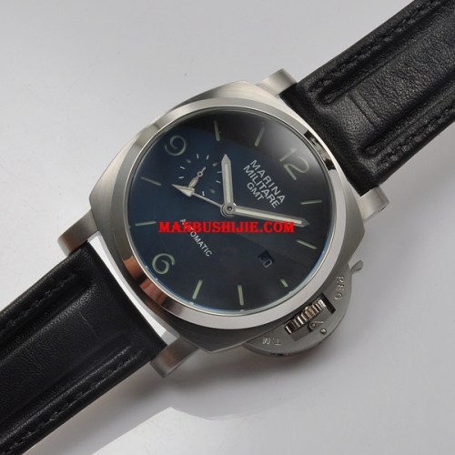 44mm Marina Militare Black Sandwich Dial gmt Date domed glass Automatic Watch