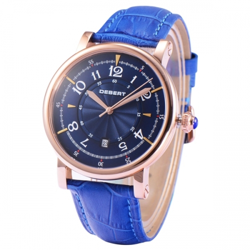 Debert 43.5MM Blue Dial Rose Gold Case Japan Miyota Automatic Wrist Watches