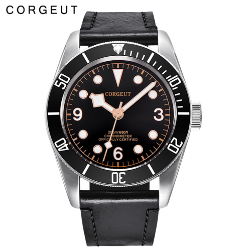 Corgeut 41mm Sapphire Glass black bezel miyota Automatic Luminous mens Watches