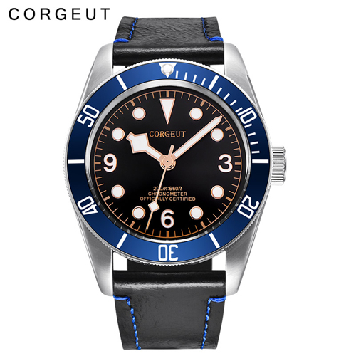 Corgeut 41mm Sapphire Glass blue bezel miyota Automatic Luminous mens Watches