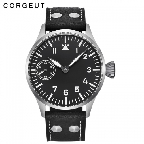 44mm Sapphire Glass Black Dial Luminous Swan Neck 6497 Movement Corgeut Watch