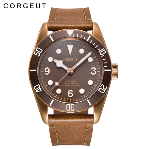 Corgeut 41mm Sapphire Glass Coffee bezel miyota Automatic 10ATM mens Watch