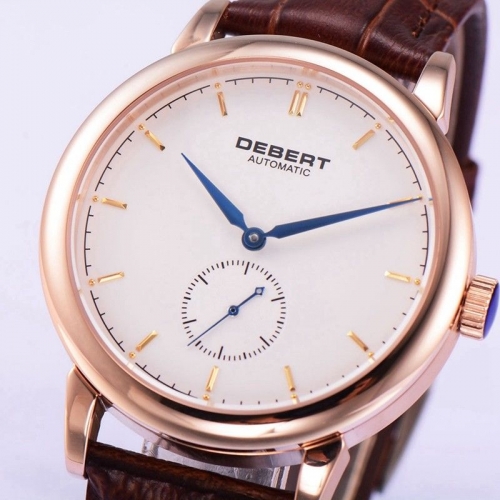 Debert 40mm White Dial Rosegold Case sapphire glass Seagul Automatic Watch