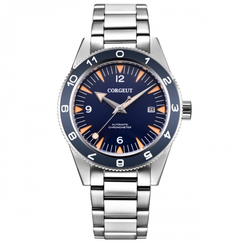 Corgeut 41mm blue dial sapphire glass bracelet Luminous miyota Automatic mens Watch