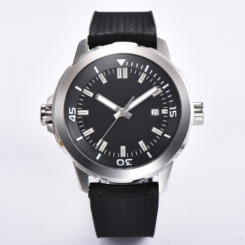 45mm sterile black dial SS case Rotate Luminous date rubber Automatic mens watch
