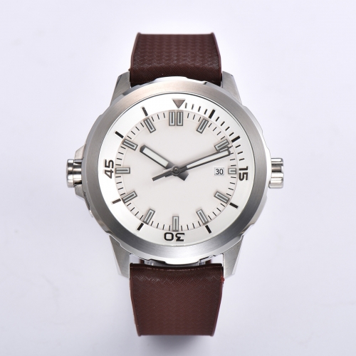 45mm sterile white dial SS case Rotate Luminous date rubber Automatic mens watch