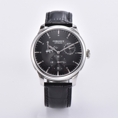 40mm Corgeut black dial date Power Reserve ST1780 automatic mens watch