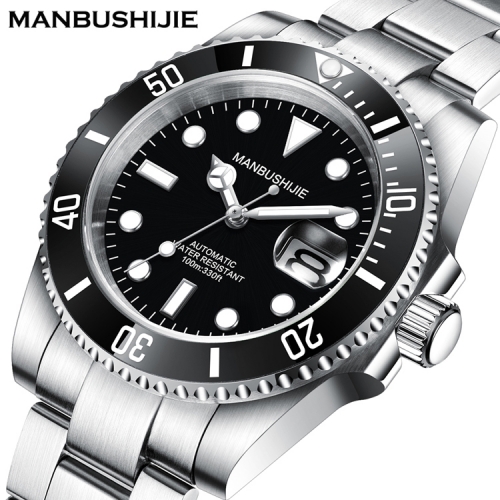 40mm MANBUSHIJIE black Dial sub Sapphire glass Automatic Luxury Mens Watch