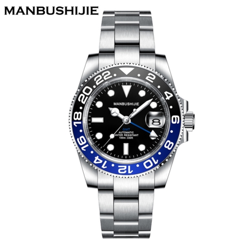 40mm GMT MANBUSHIJIE Black Dial Sapphire ceramic bezel Automatic