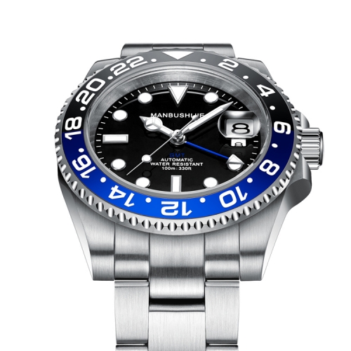 40mm GMT MANBUSHIJIE Black Dial Sapphire ceramic bezel Automatic