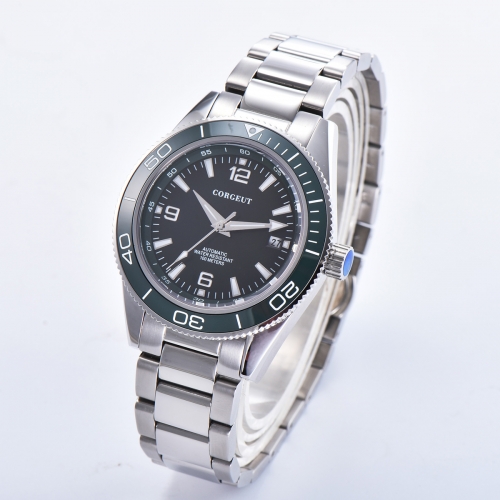41mm Corgeut green dial bracelet sapphire glass Luminous miyota Automatic mens Watch