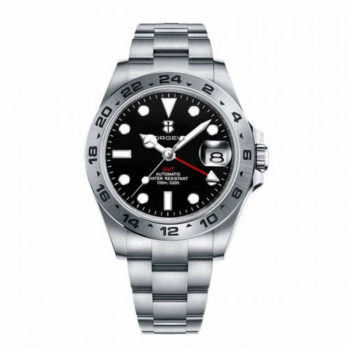 39mm Corgeut black dial sapphire glass bracelet Luminous seiko nh34 GMT Automatic mens mechanical Watch