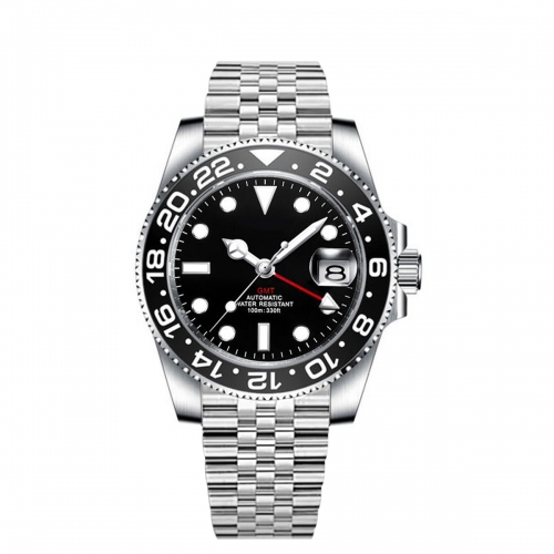 Custom logo 40mm GMT Black Dial Sapphire ceramic bezel Automatic Luxury Mens Watch