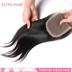 14A 8-18 Inch #1b 4*4 Silk Base Closure Peruvian Virgin Straight Hair(Free Part, Middle Part & Three Part )