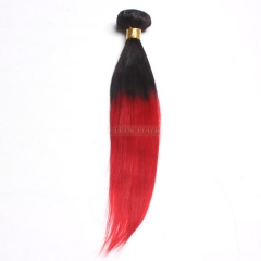 12-26 Inch #1b/Red Ombre Straight Remy Hair Weave 100g/bundle