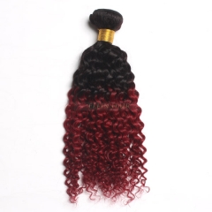 12-26 Inch #1b/99j Ombre Curly Remy Hair Weave 100g/bundle