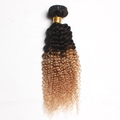 12-26 Inch #1b/27 Ombre Curly Remy Hair Weave 100g/bundle