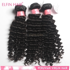 【13A 1PCS】Peruvian Deep Wave Virgin Hair 10-30 Inch Grade 13A Elfin Hair