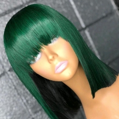 Customize Wig 9 Days! Green Straight Wig Lace Frontal Wig Human Virgin Hair Super Grade 150% Density