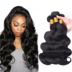 3PCS 13A Brazilian Body Wave 100% Virgin Hair Extensions Double Weft Natural 1B Color